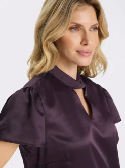 Satinbluse mit Flügelärmeln