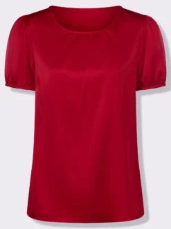 Satinbluse mit Puffärmeln