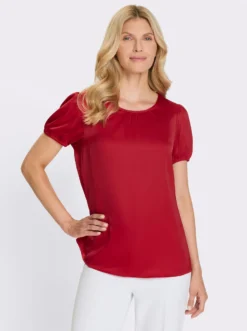 Satinbluse mit Puffärmeln