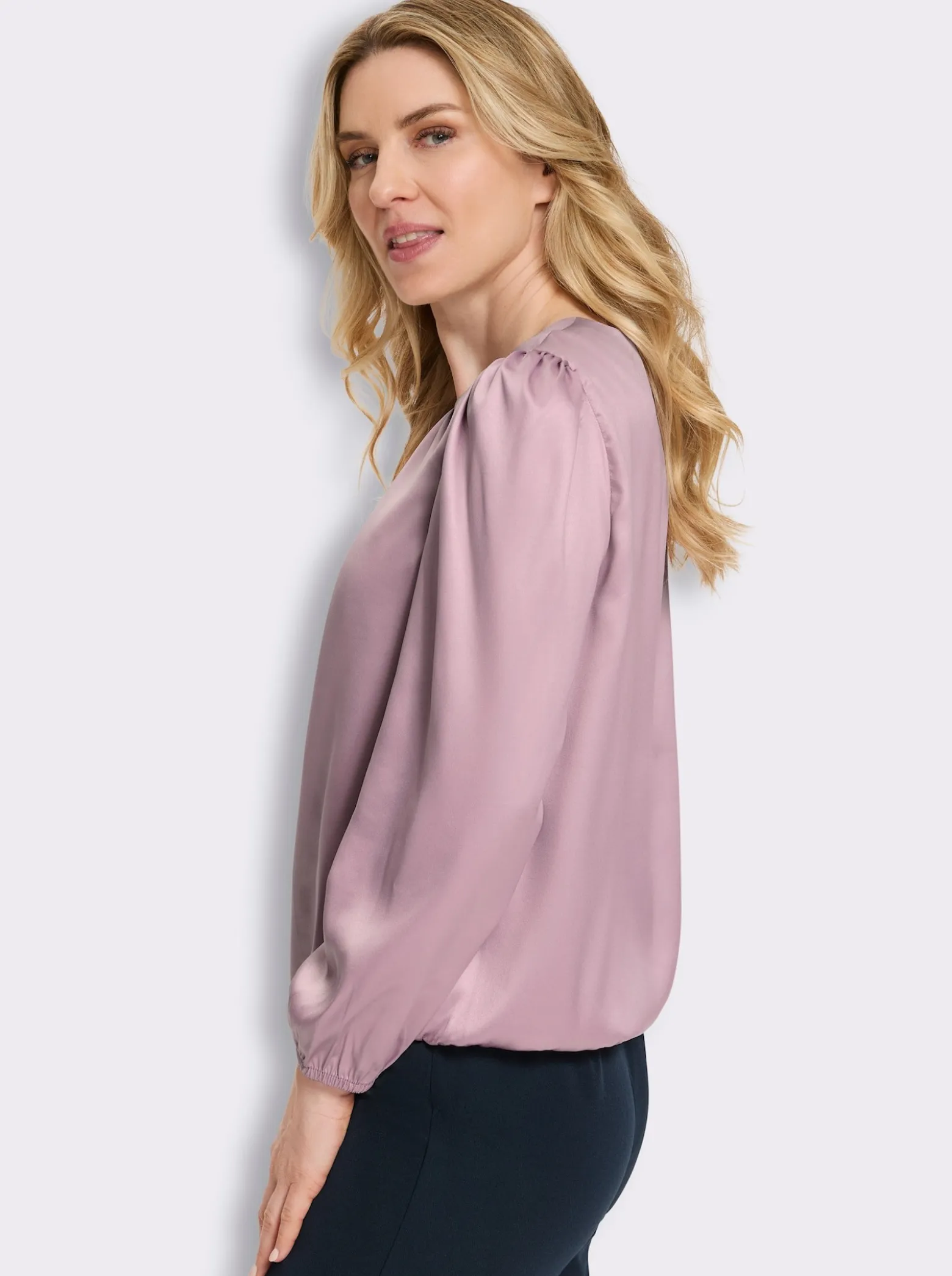 Satinbluse mit Raffung