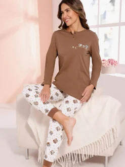 Schlafanzug Hose allover mit Eulen-Druck