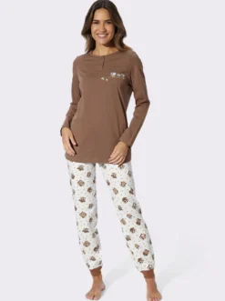 Schlafanzug Hose allover mit Eulen-Druck