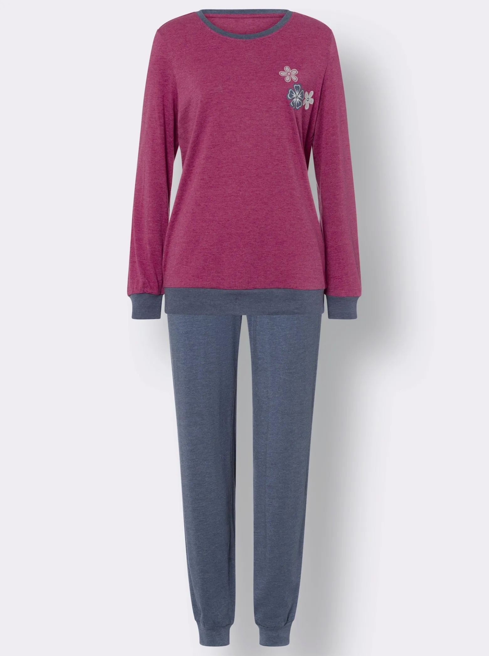 Schlafanzug mit kleinem Blüten-Druck