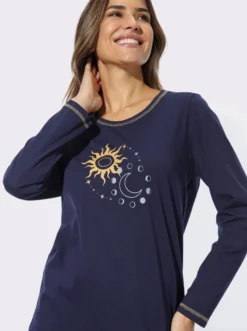Schlafanzug mit Sonne-Mond-Sterne-Druck