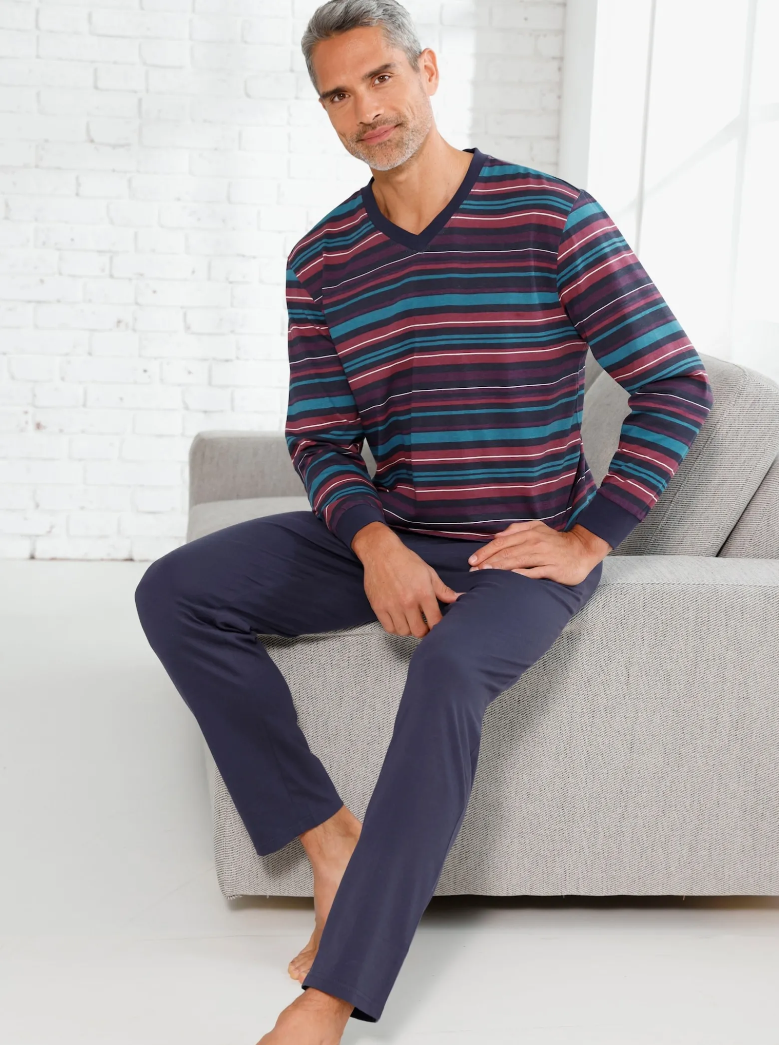 Schlafanzug mit Streifen-Muster, Single-Jersey