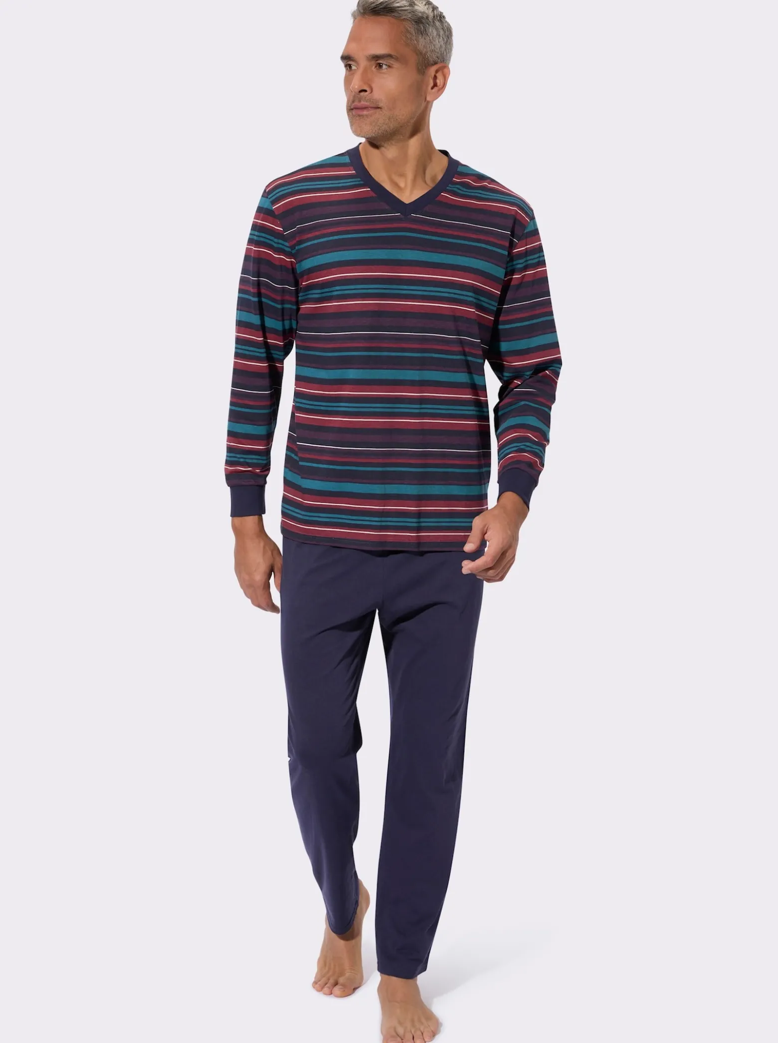 Schlafanzug mit Streifen-Muster, Single-Jersey