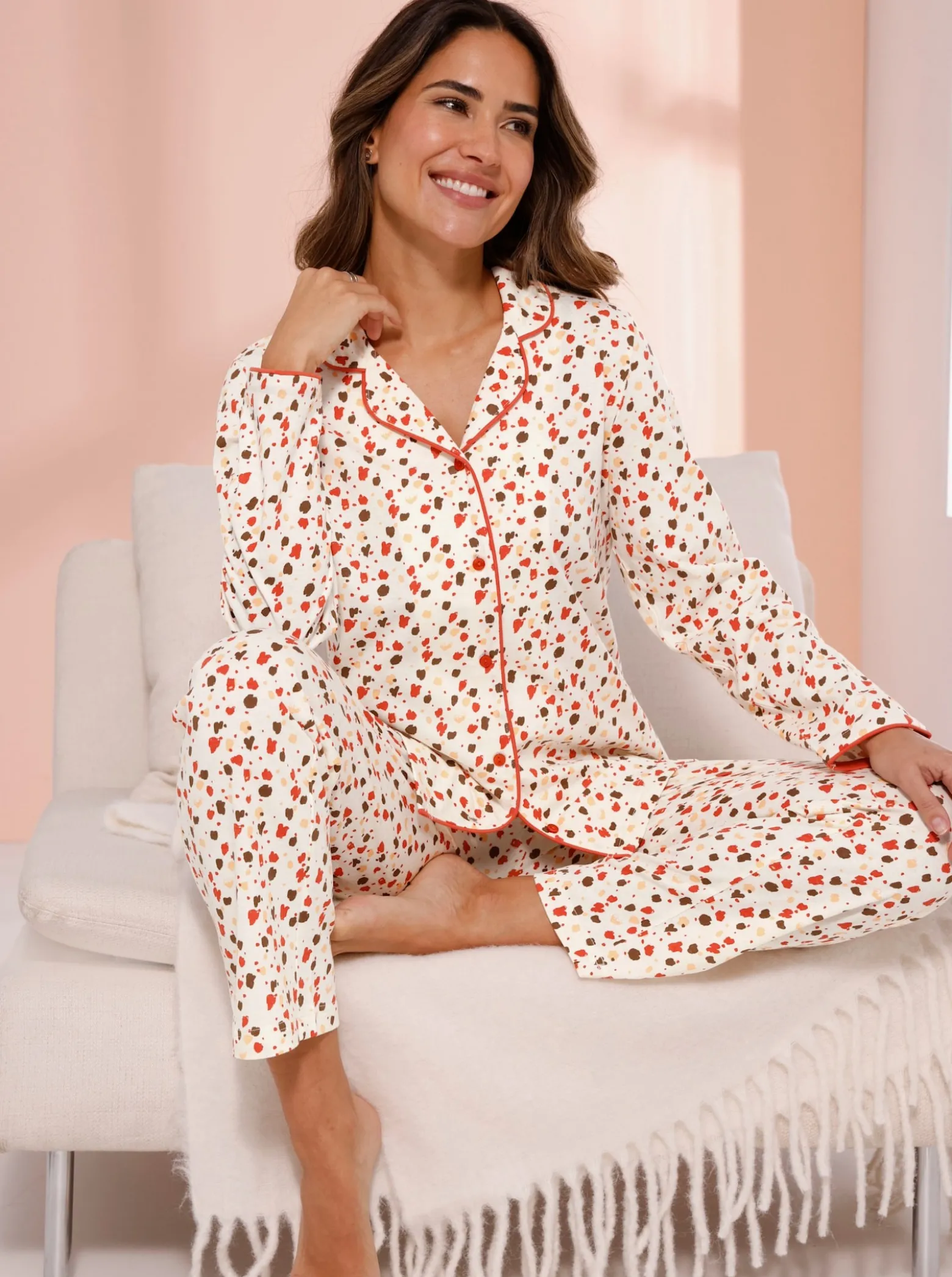 Schlafanzug mit Tupfen-Druck, Single-Jersey