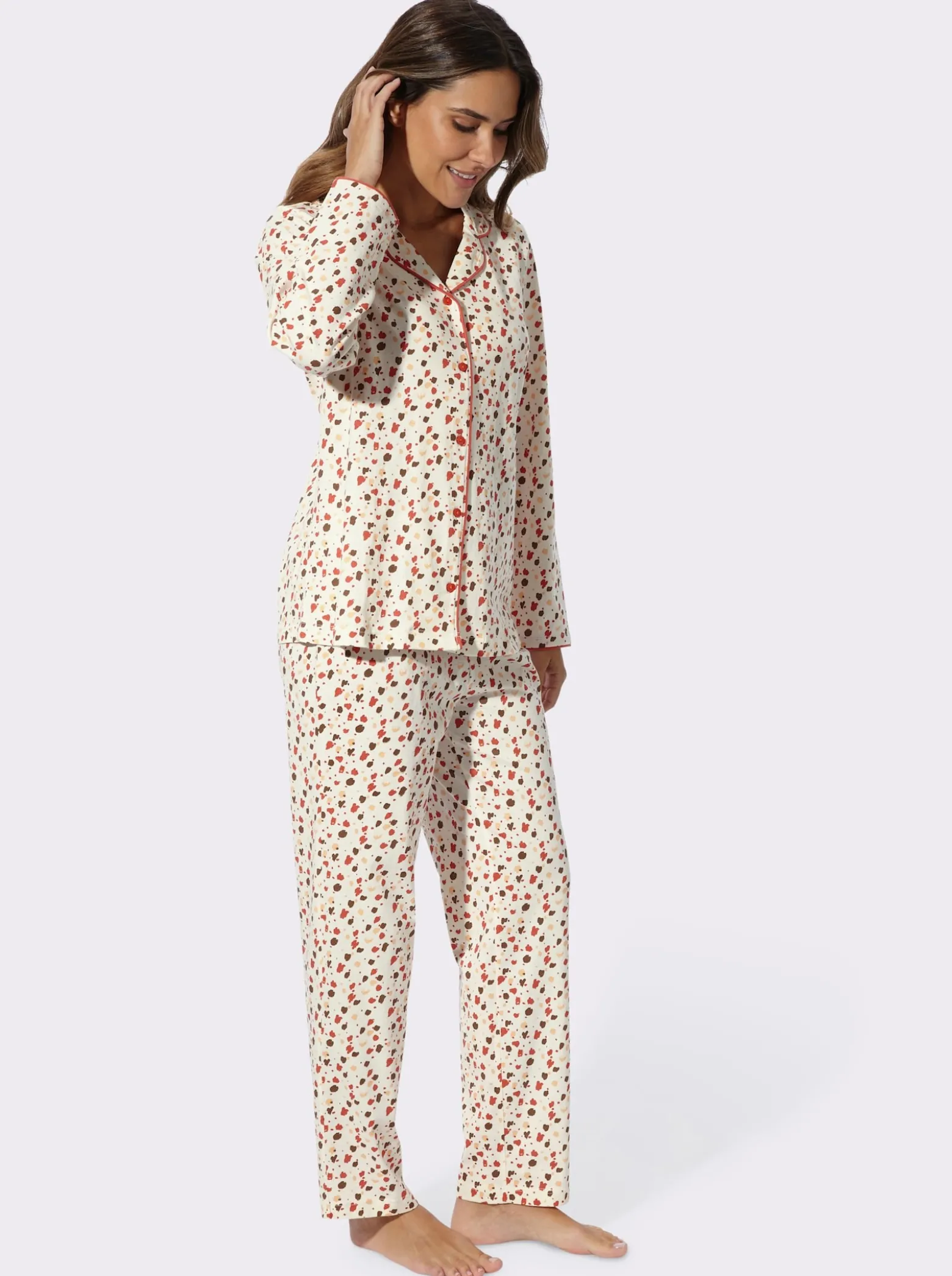 Schlafanzug mit Tupfen-Druck, Single-Jersey