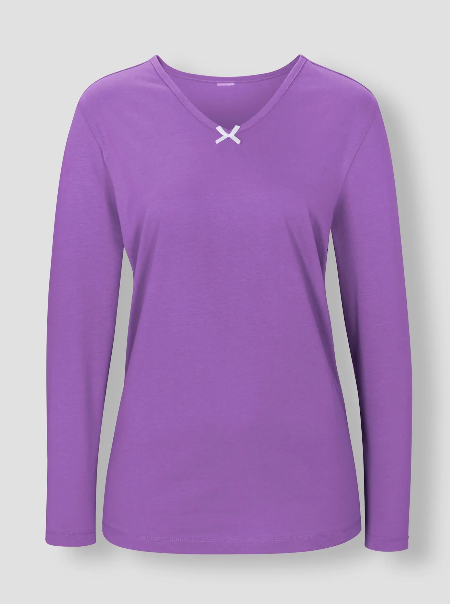 Schlafanzugshirt mit Satin-Schleife, reine Baumwolle