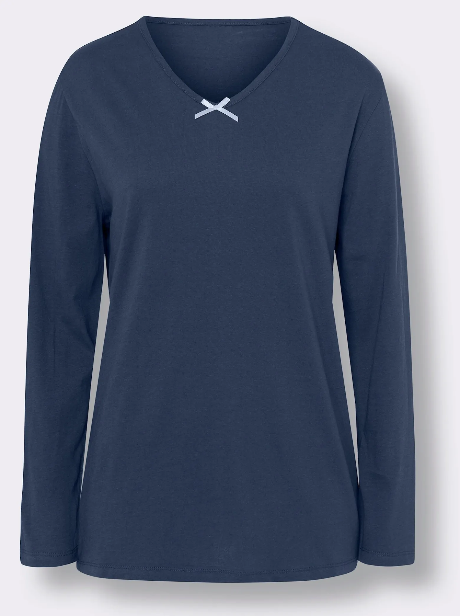 Schlafanzugshirt mit Satin-Schleife, reine Baumwolle