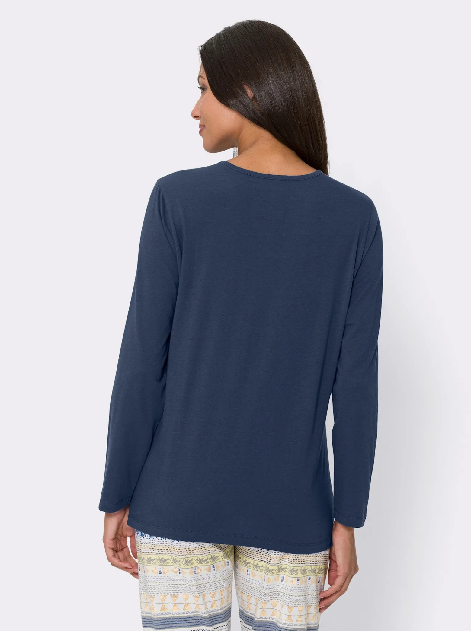 Schlafanzugshirt mit Satin-Schleife, reine Baumwolle
