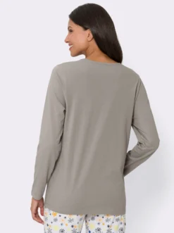 Schlafanzugshirt mit Satin-Schleife, reine Baumwolle