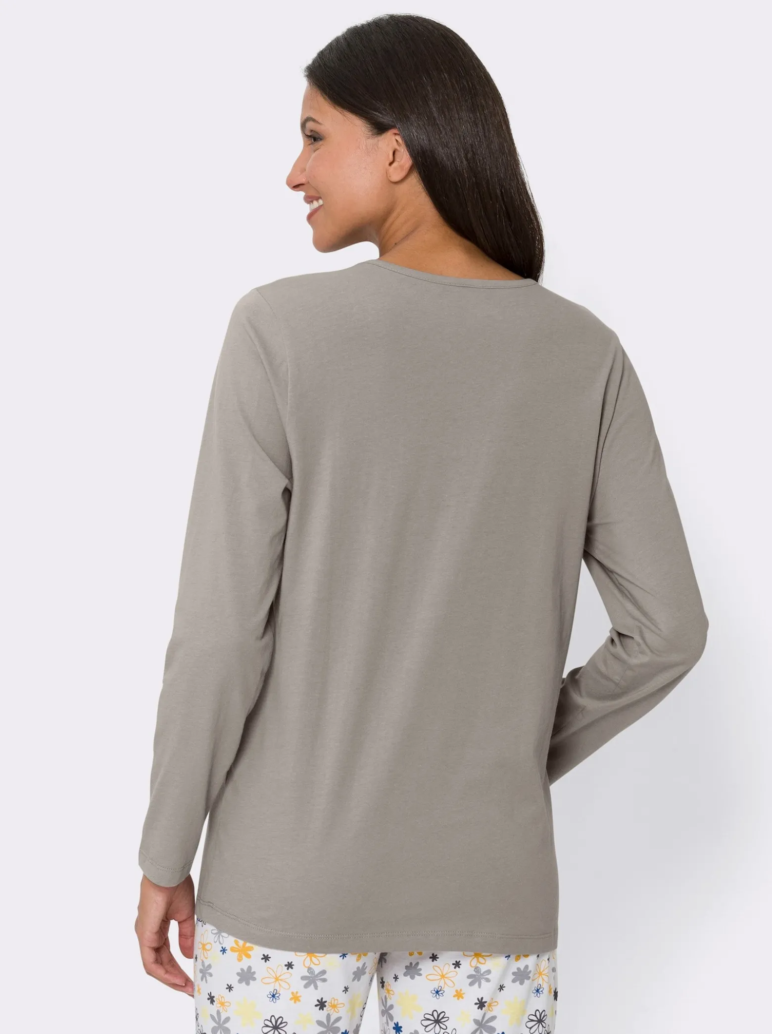 Schlafanzugshirt mit Satin-Schleife, reine Baumwolle