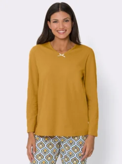 Schlafanzugshirt mit Satin-Schleife, reine Baumwolle