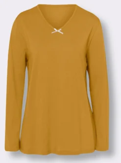 Schlafanzugshirt mit Satin-Schleife, reine Baumwolle