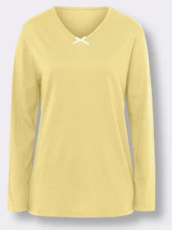 Schlafanzugshirt mit Satin-Schleife, reine Baumwolle