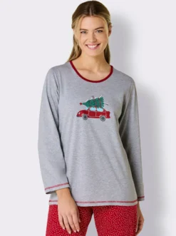 Schlafanzugshirt mit Weihnachts-Motiv