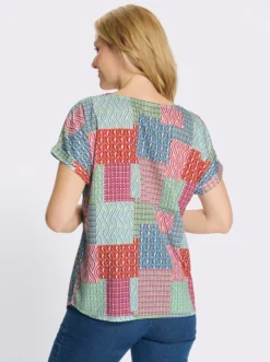 Schlupfbluse in Patch-Optik