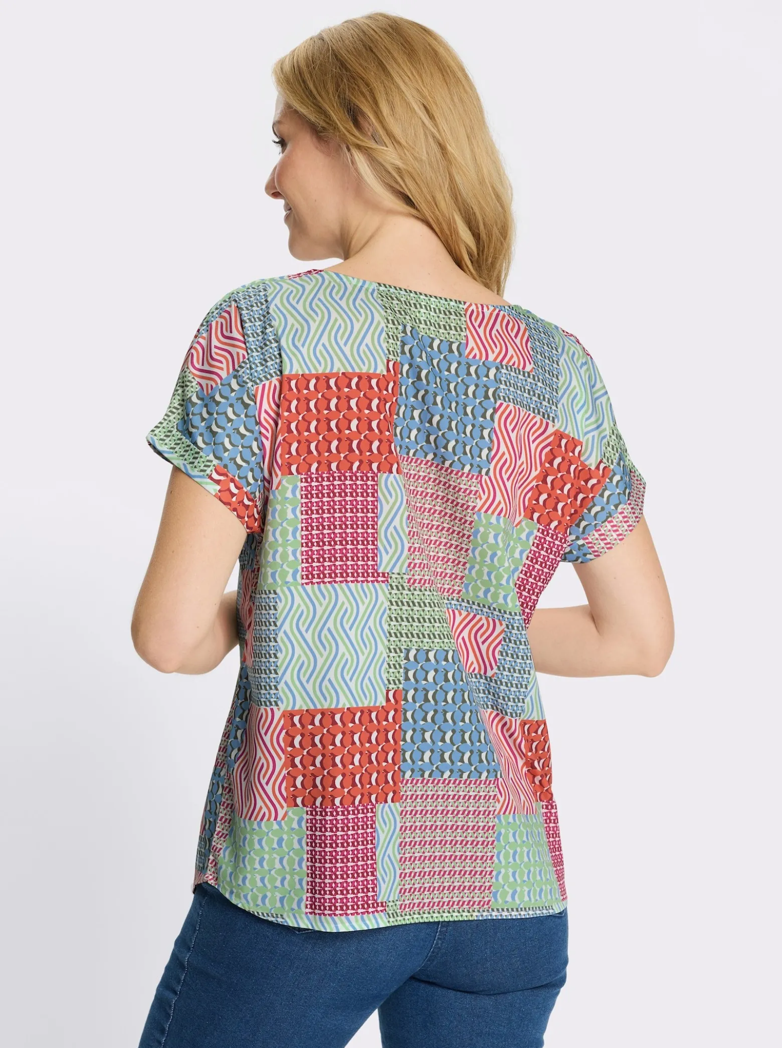 Schlupfbluse in Patch-Optik