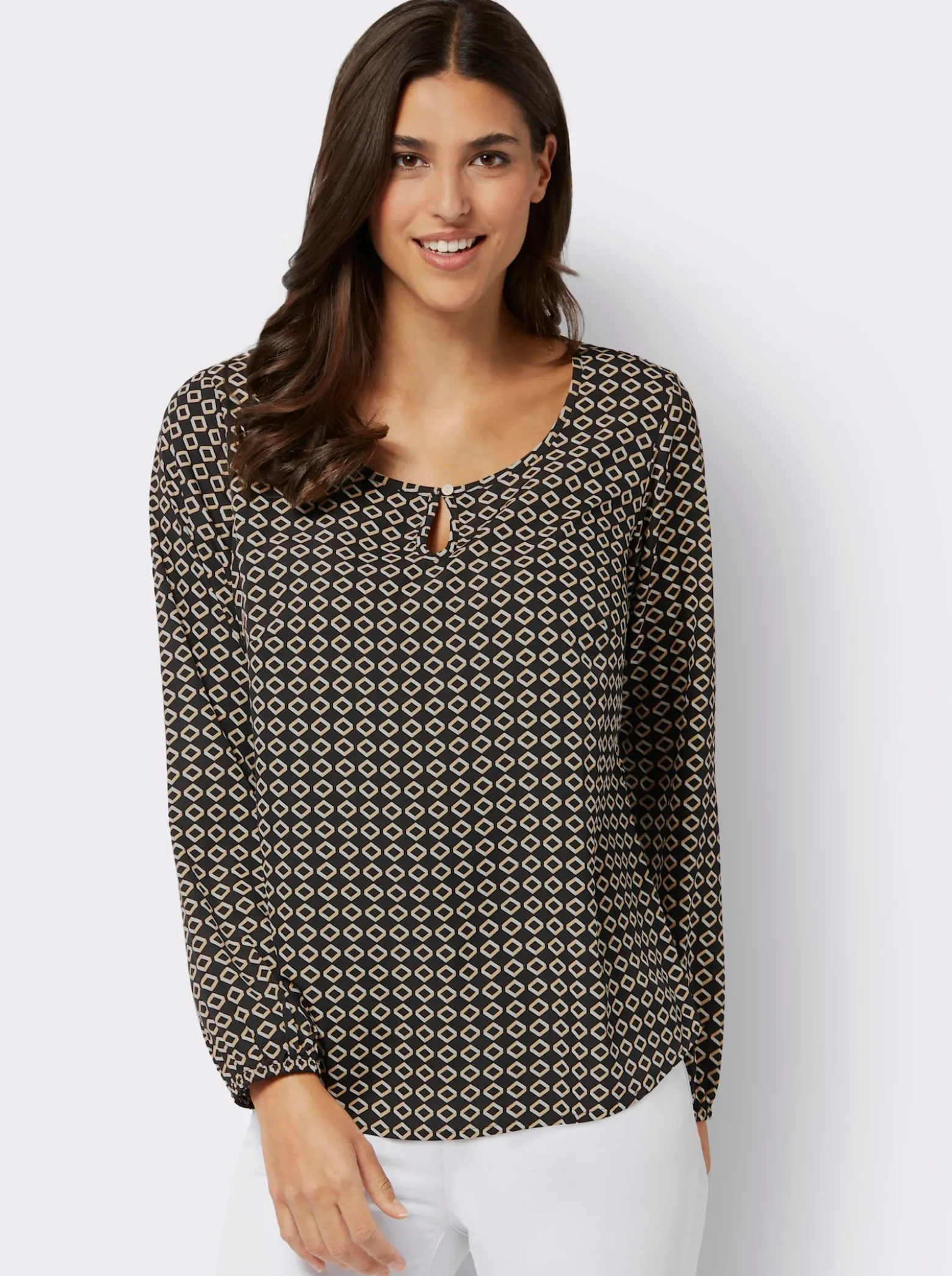 Schlupf-Bluse mit elastischen Ärmelbündchen