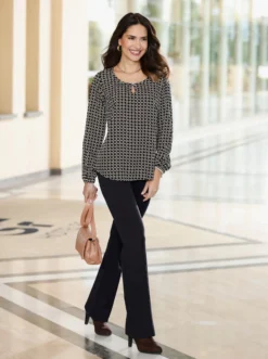 Schlupf-Bluse mit elastischen Ärmelbündchen