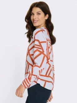 Schlupf-Bluse mit grafischem Druck