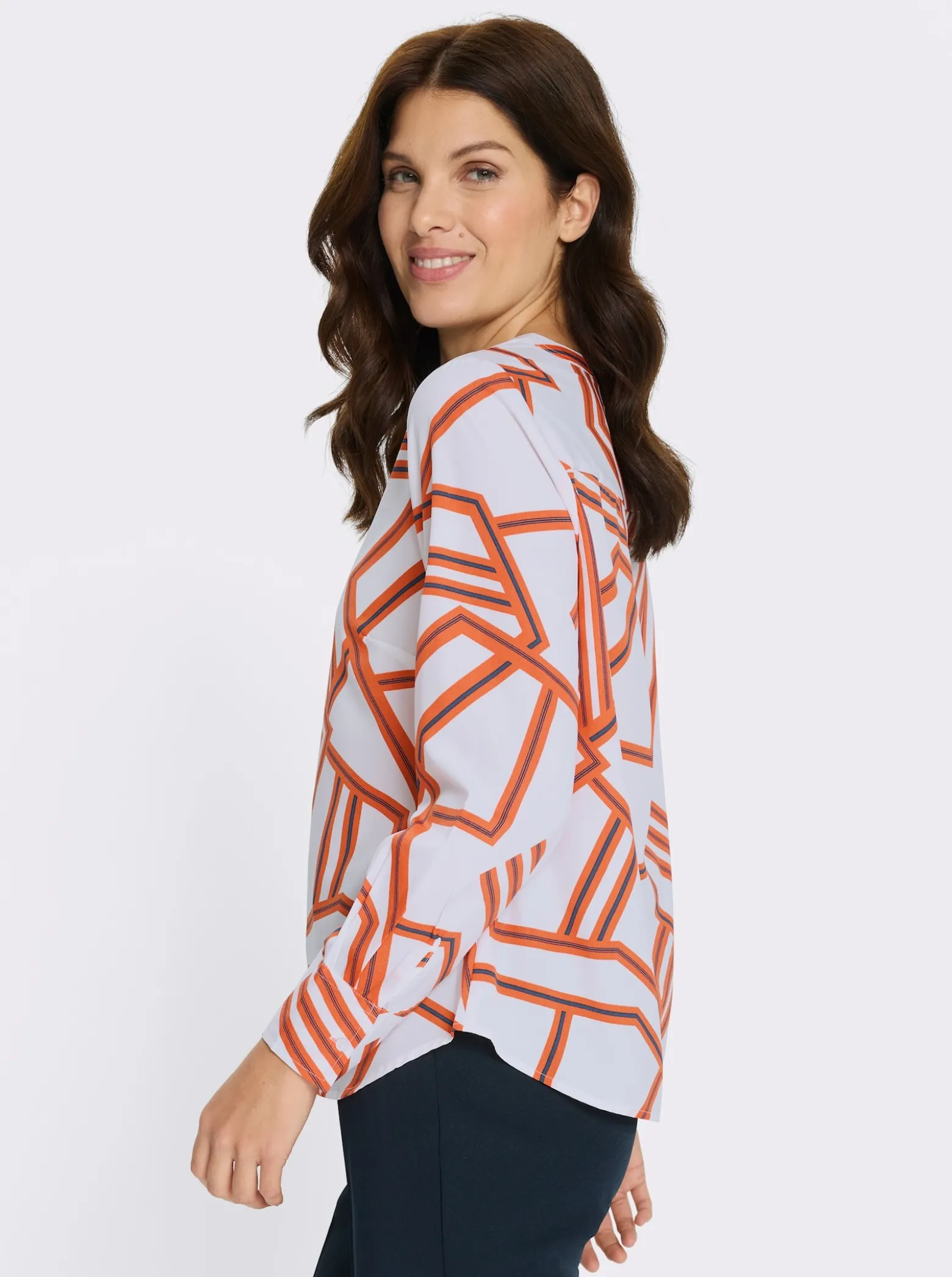 Schlupf-Bluse mit grafischem Druck