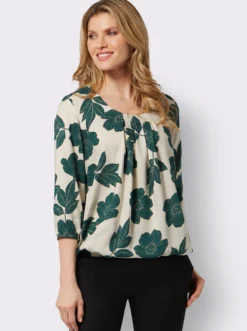 Schlupfbluse mit großen Blüten