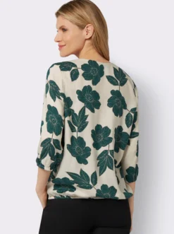 Schlupfbluse mit großen Blüten
