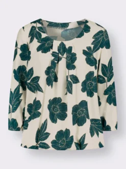 Schlupfbluse mit großen Blüten