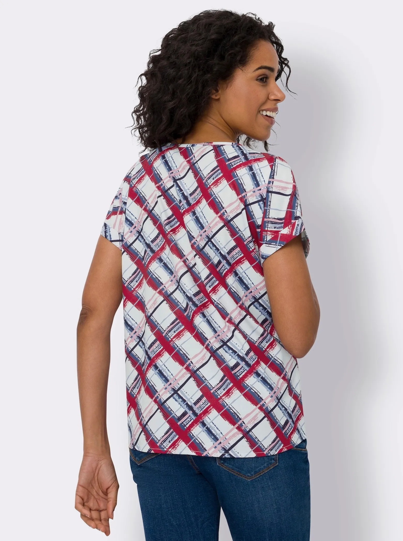 Schlupfbluse mit Karo-Muster