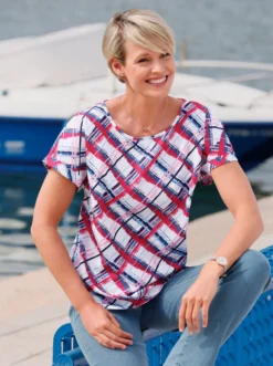 Schlupfbluse mit Karo-Muster