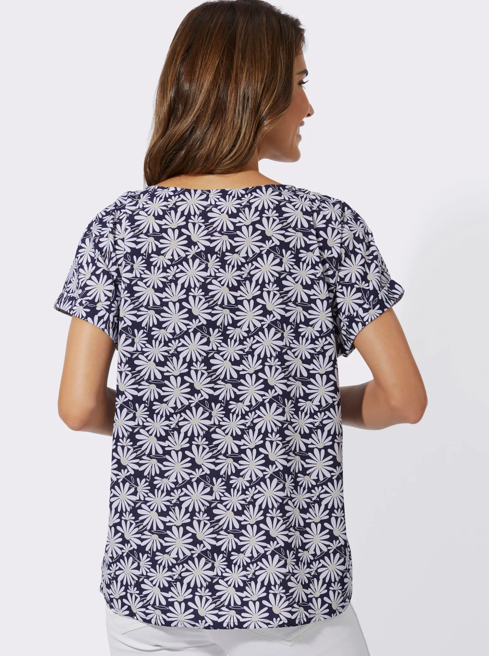 Schlupf-Bluse mit Margeriten-Print