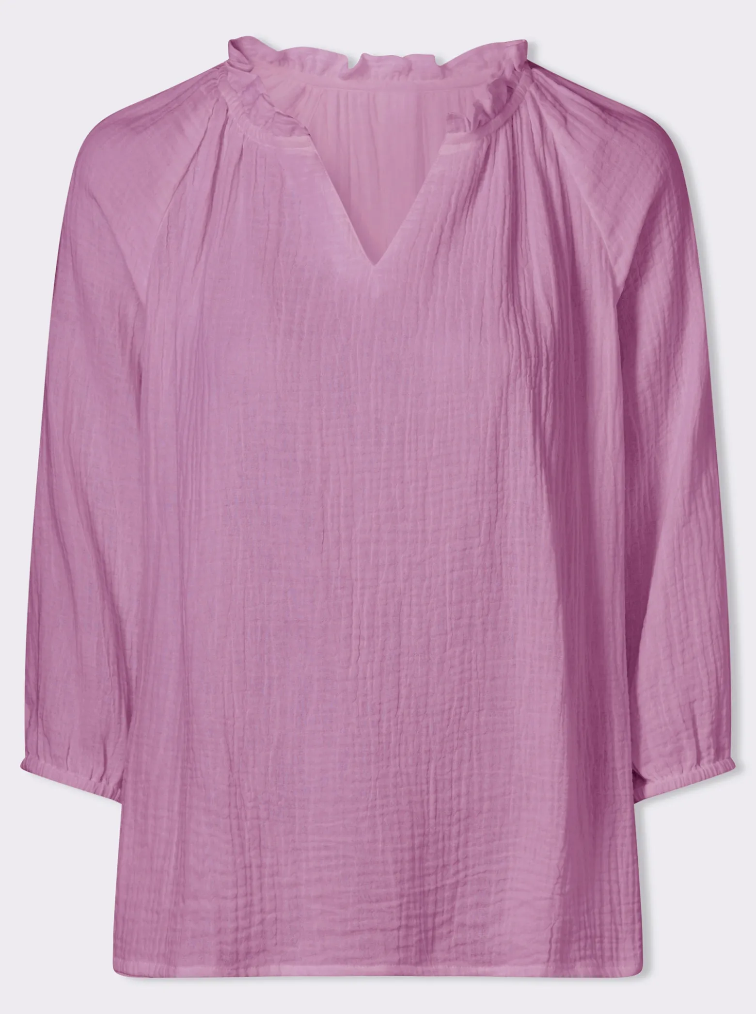 Schlupf-Bluse mit Rüschen am Ausschnitt