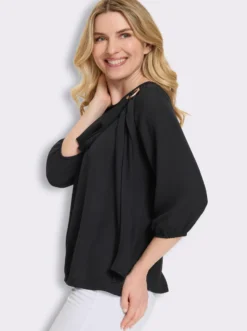 Schlupf-Bluse mit Schluppe und Zierspange