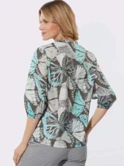 Schlupfbluse mit Schmetterlingsdruck