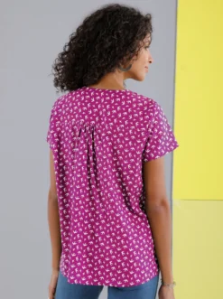 Schlupf-Bluse mit Schwalben-Muster