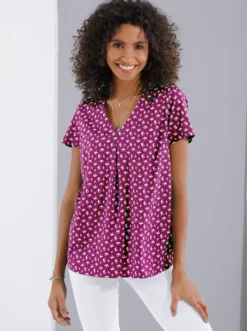 Schlupf-Bluse mit Schwalben-Muster