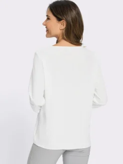 Schlupfbluse mit ton-in-ton-farbener Stickerei