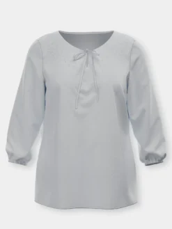 Schlupfbluse mit ton-in-ton-farbener Stickerei