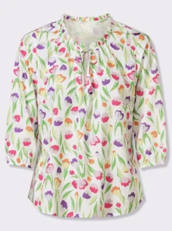 Schlupfbluse mit Tulpen-Druck