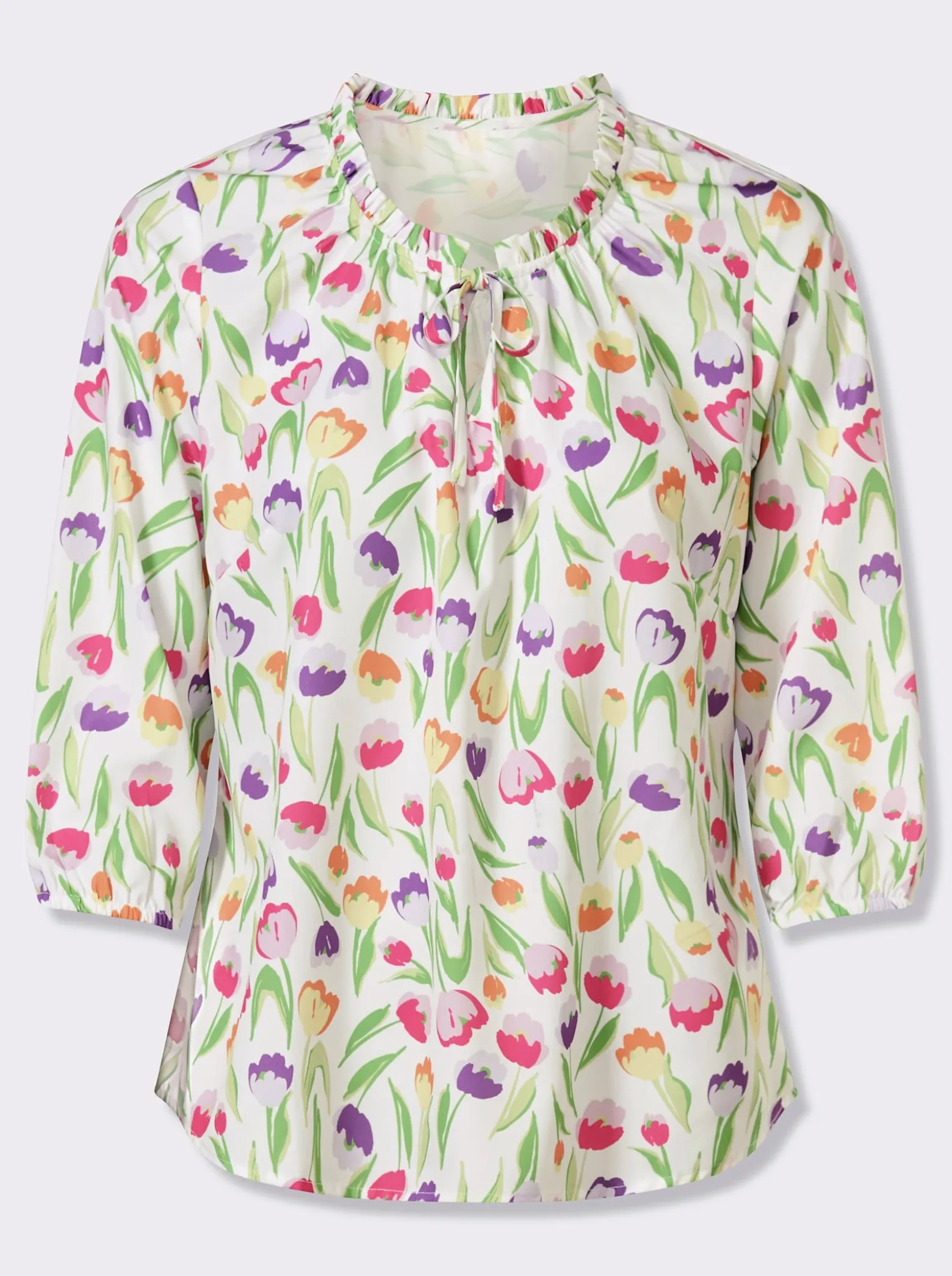 Schlupfbluse mit Tulpen-Druck