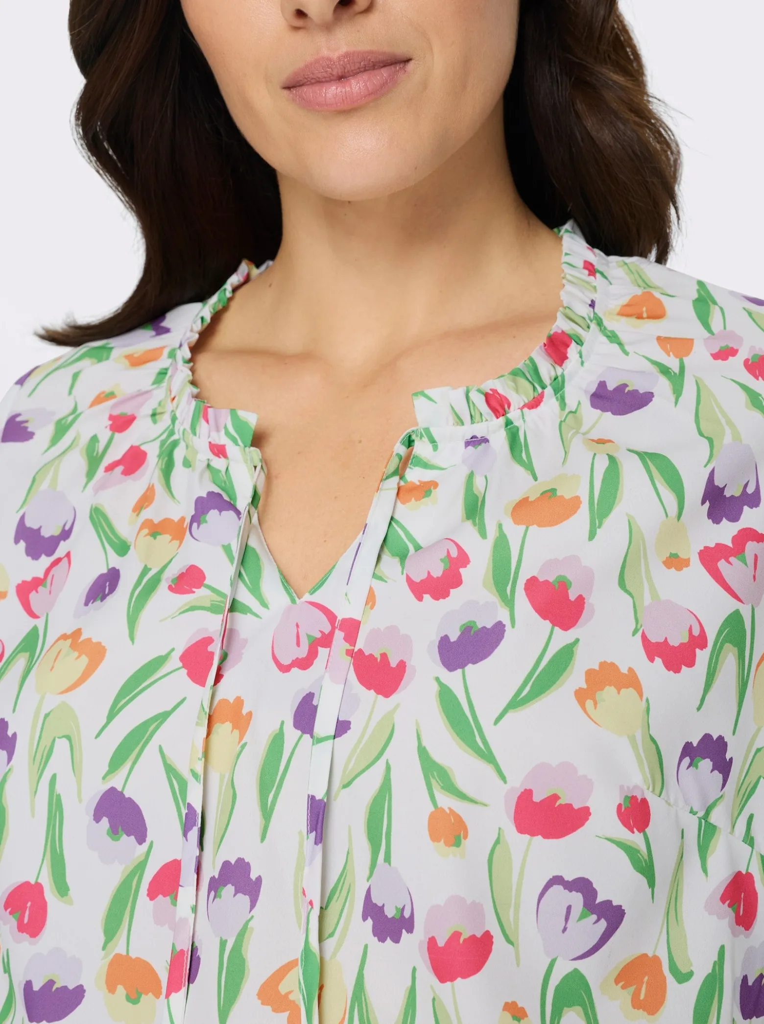 Schlupfbluse mit Tulpen-Druck
