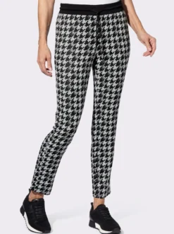 Schlupfhose in schmaler Form, Hahnentritt