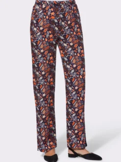Schlupfhose mit Blätter-Druck