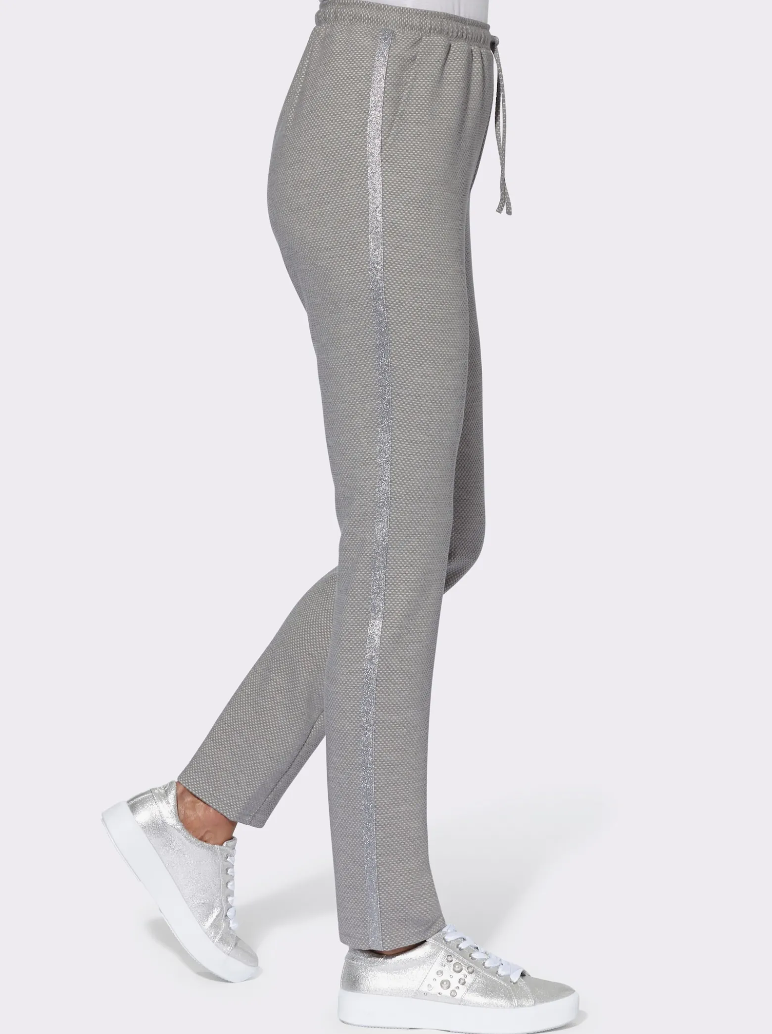 Schlupfhose mit silberfarbenen Galonstreifen