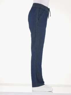 Schlupfjeans mit gesmoktem Bund