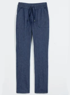 Schlupfjeans mit gesmoktem Bund