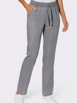 Schlupfjeans mit gesmoktem Bund