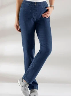 Schlupfjeans mit imitierter Reißverschluss-Blende